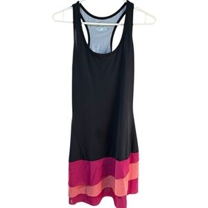 Fila Backspin Black/Pink Racerback Tank Tennis Dress w/Built in bra Sz XS EUC‎
